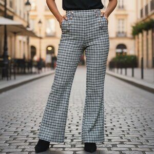 NEW BCBGeneration Womens XS Plaid Blue/Black/White Trousers Straight Dress Pants